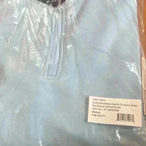Swet Tailor Stretch Microfleece Quarter Zip Slalom Stripe Sweatshirt Medium NWT - Picture 3 of 3